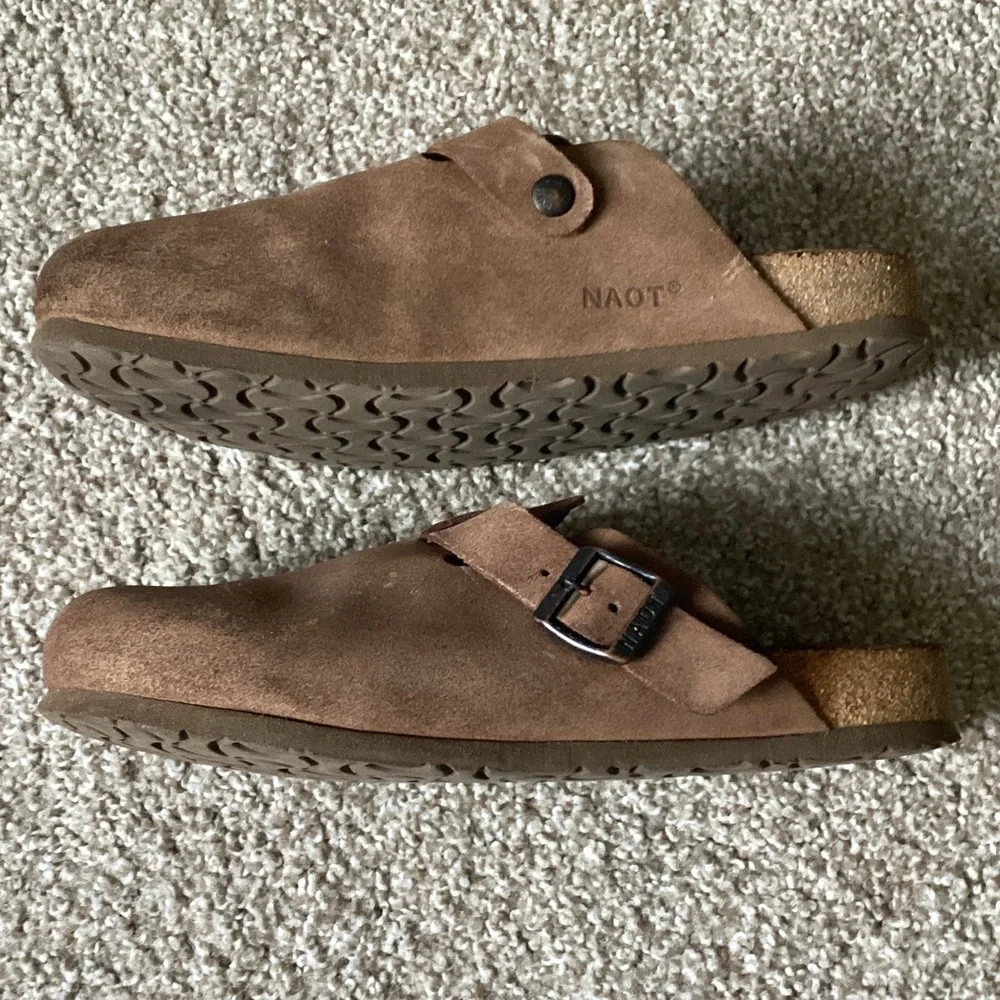 Naot  women’s Brown Suede Buckle Clog Mule - Picture 2 of 9